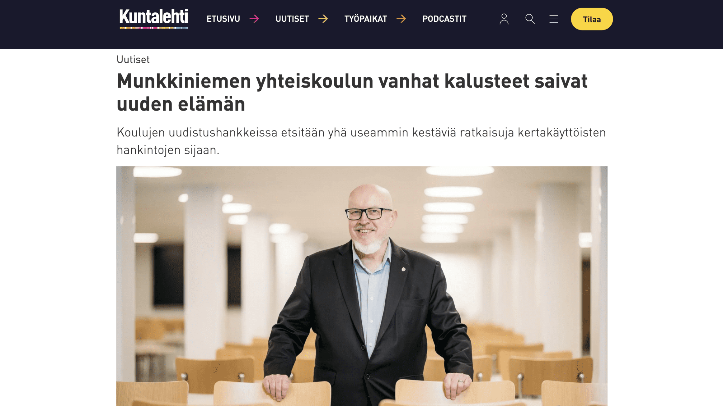 Munkkiniemen yhteiskoulun vanhat kalusteet saivat uuden elämän