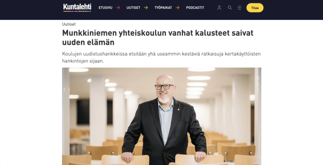 Munkkiniemen yhteiskoulun vanhat kalusteet saivat uuden elämän