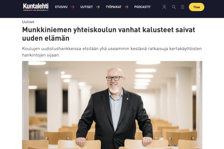 Munkkiniemen yhteiskoulun vanhat kalusteet saivat uuden elämän