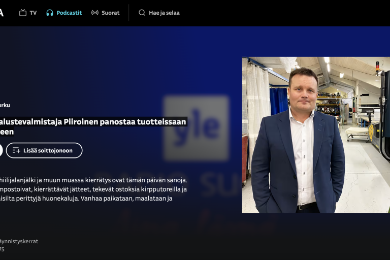 Yle: Salolainen kalustevalmistaja Piiroinen panostaa tuotteissaan kiertotalouteen